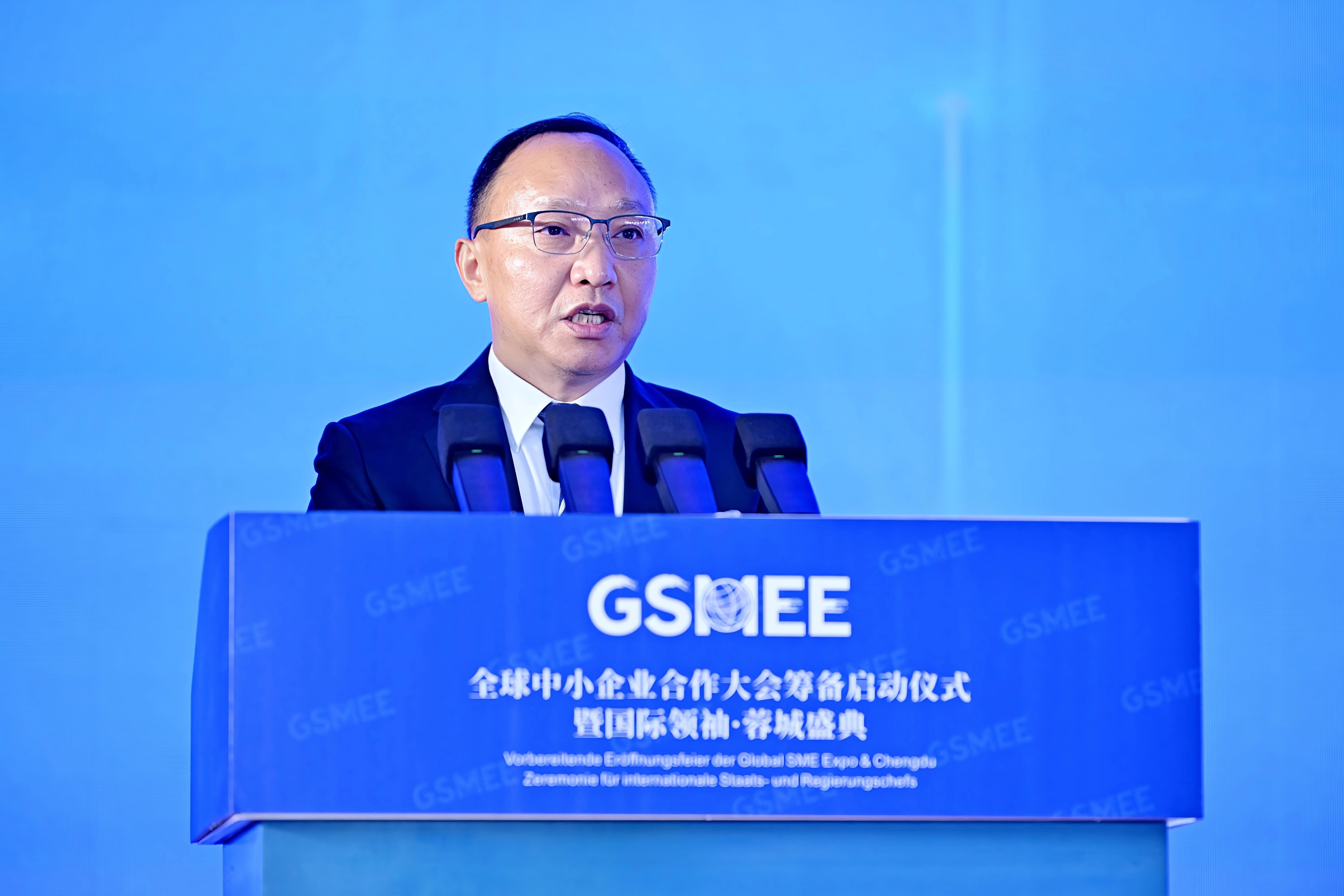 2、省政协常委、提案委副主任、四川省经济发展促进会会长罗友平致辞 “全球中小企业合作大会”筹备启动仪式在蓉举办 罗友平会长出席并致辞(图2)